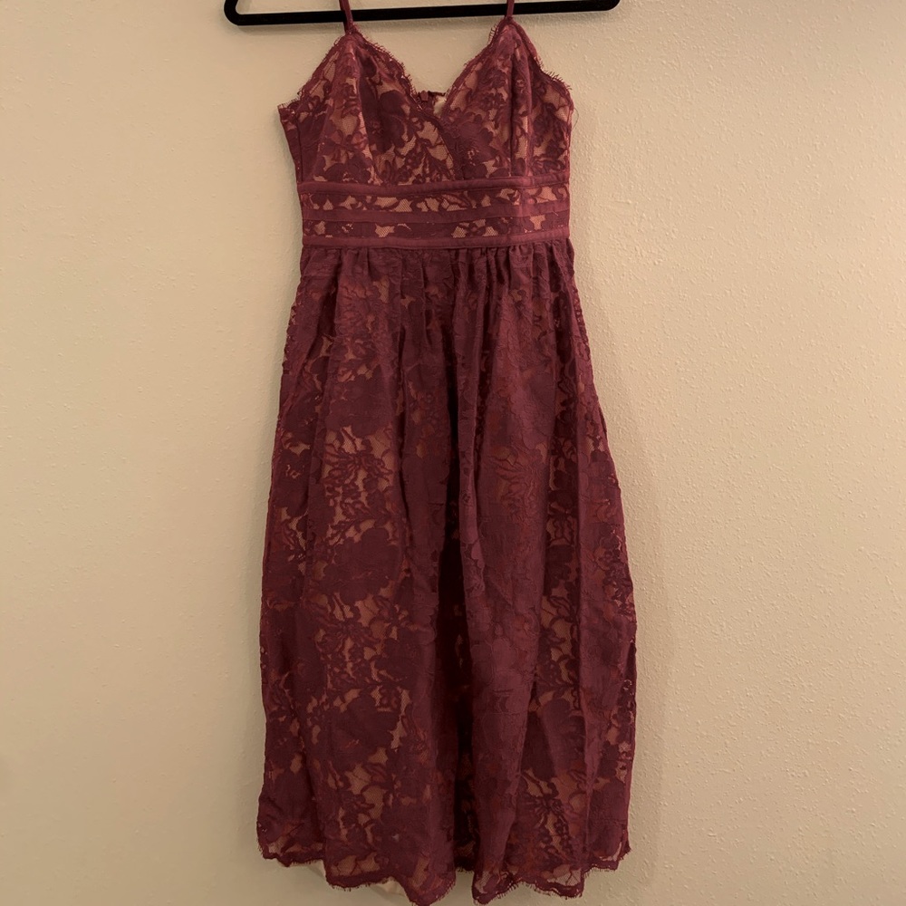 Red Lace Midi Dress
